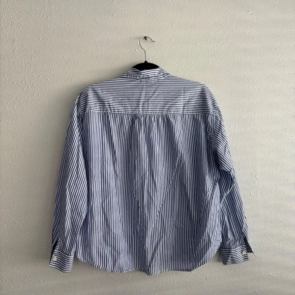 Alex Mill Wash & Go Striped Cotton Pullover Collared Half Button Up Blouse - Picture 5 of 6